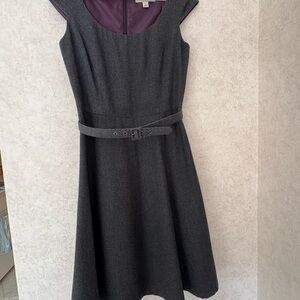Elegant Gray Belted Dress